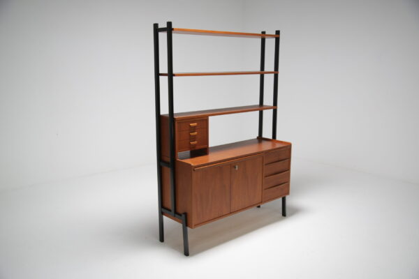 Vintage Teak Bookcase with Pull out desk.