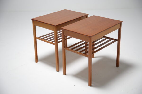 Teak bedside table with undershelf