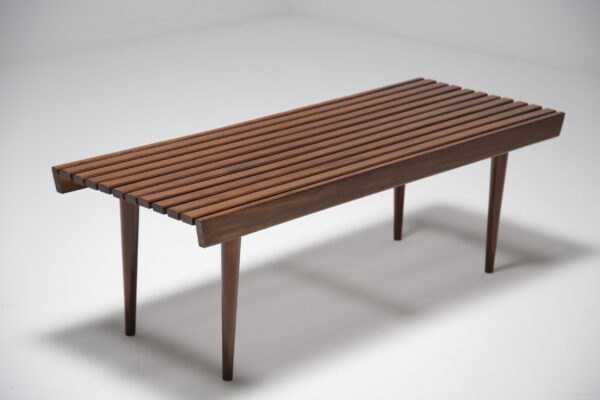 Walnut slatted bench