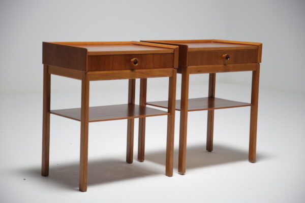 Teak and Oak bedside tables.