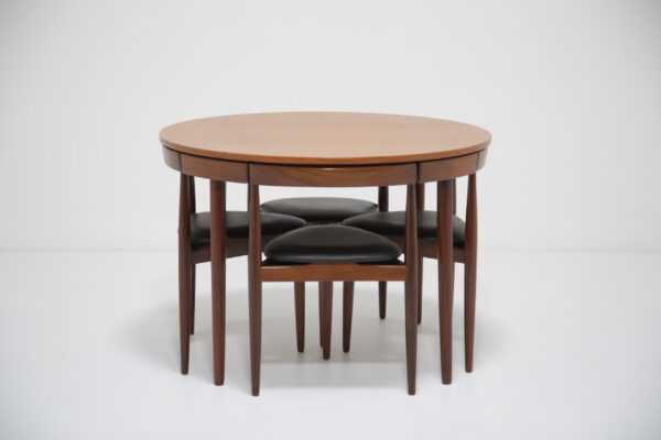 Vintage Danish Teak Dining Table and Chair Set "Roundette" by Hans Olsen for Frem Rojle, 1950s.