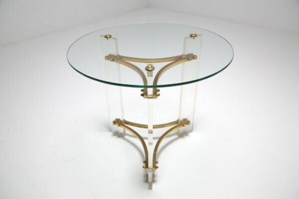 Mid Century Lucite and Brass Side Table, USA, 1970s.