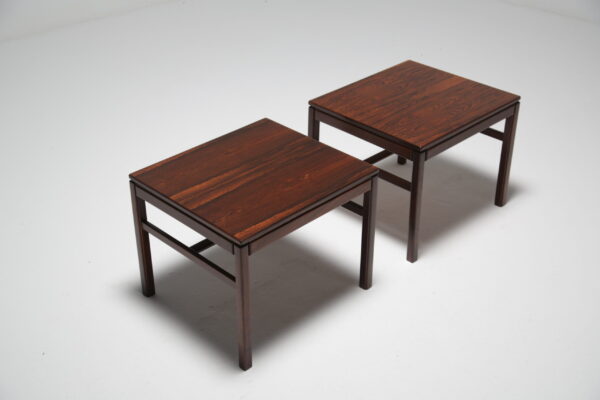 Pair of square rosewood side tables