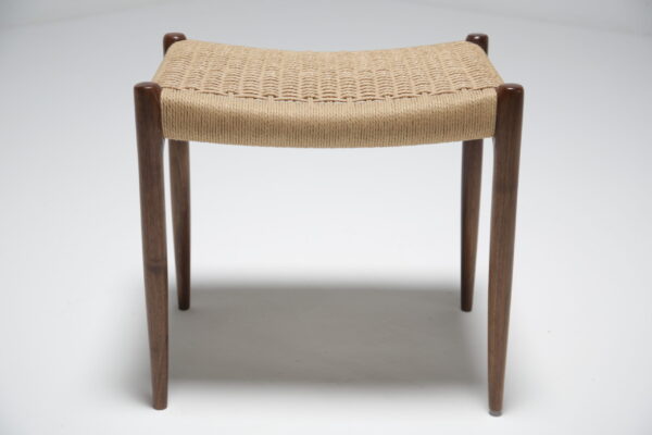 Vintage Walnut and Paper Cord Stool "Model 78A" by Niels Otto Moller for J.L. Moller, Denmark, 1950s.
