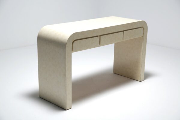 Mid Century Waterfall Console Table with drawers, USA, 1980s.