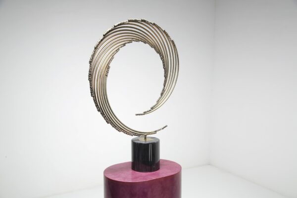 Brutalist Marble Base Wave Sculpture by Curtis Jere, USA, 1980s.