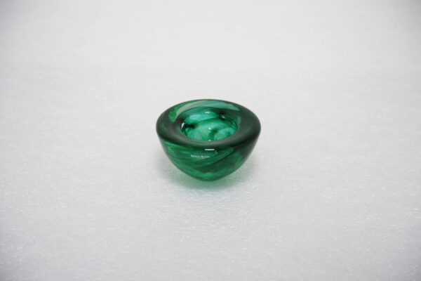 Emerald Green Swirl Art Glass Tealight Holder by Anna Ehrner for Kosta Boda