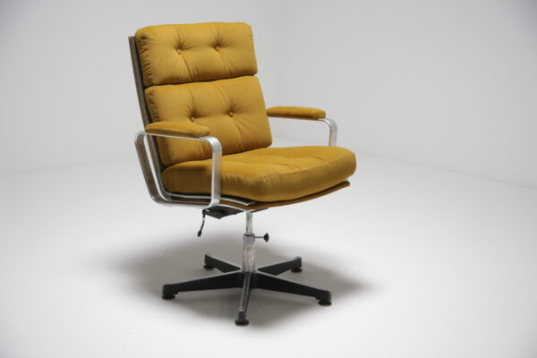 Vintage Swivel Office Chair in Velvet by Karl Ekselius for JOC Vetlanda, Sweden, 1970s.