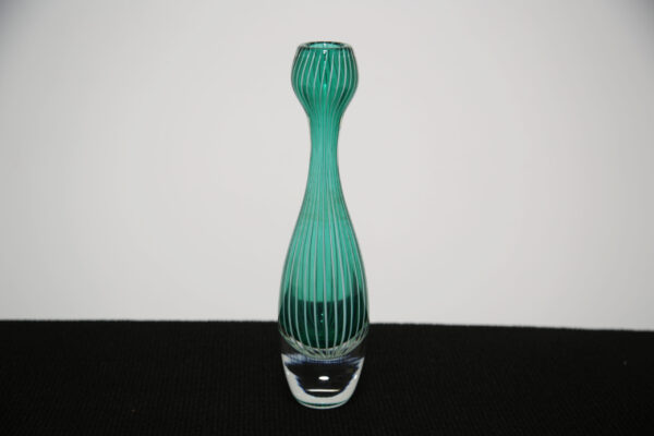 Mid-Century Green Striped Glass 'Zebra' Vase by Vicke Lindstrand for Kosta Glasbruk, 1950s.