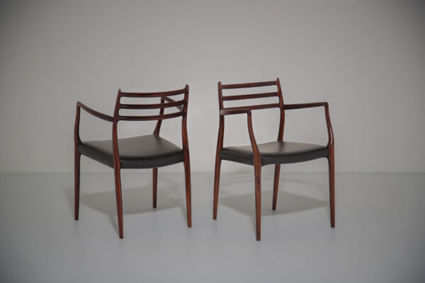 Niels Otto Møller Model 62 Carver Chair: Sculptural Armchair in Solid Mahogany & Leather, Denmark, 1960s