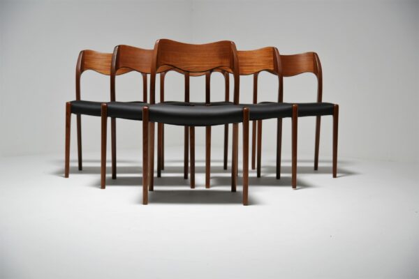 Set of 6 Teak Model 71 Dining Chairs by Niels Otto Moller 1