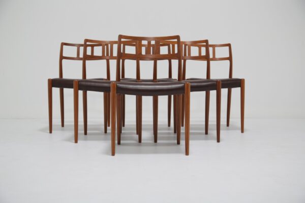 Vintage Set of 6 Teak Dining Chairs Model 79 by Niels Otto Moller, Denmark, 1966.