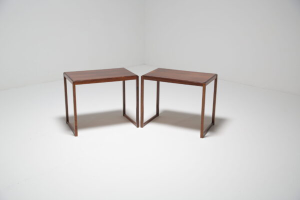 Vintage Pair of Danish Rosewood Minimalist Side Tables, 1960s.