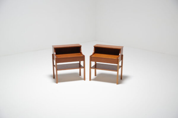 Vintage Pair of Teak Bedside Tables by AB Carlstrom & Co. Mobelfabrik, Sweden, 1960s.