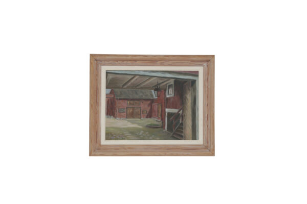 'Farm Courtyard', oil on board by G. Hedenrå, signed and dated 1984.