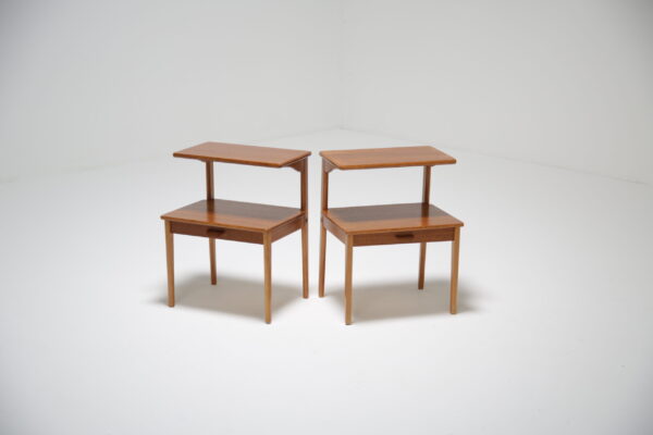 Vintage Pair of Swedish Teak Bedside Tables by AB Carlström & Co, 1950s.