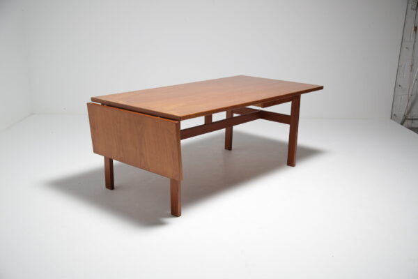 Vintage Drop Leaf Teak Work Table / Dining Table by Nils Jonsson, Sweden, 1960s.