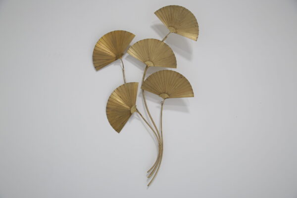 Vintage Large Brass Wall Sculpture Palm Leaves by Curtis Jere, 1960s.