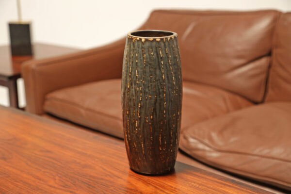Vintage Brown Grey Stoneware 'Birka' Vase by Gunnar Nylund for Rorstrand, Sweden