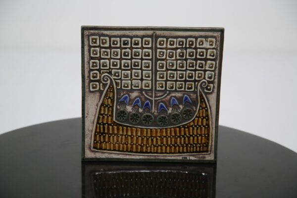 Vintage Glazed Stoneware "Viking Ship" from the series "Unique" by Lisa Larson for Gustavsberg, Sweden, 1960s.