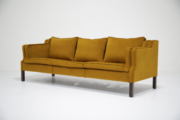 Vintage Danish Gold Velvet Three Seat Sofa, "Model 2213" by Borge Mogensen, 1960s.