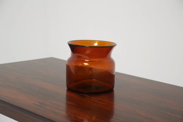 Erik Höglund for Boda: Large Brutalist Amber 'Bubble' Glass Vase, Sweden, 1960s