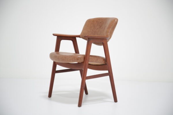 Vintage Danish Teak and Leather Desk Chair by Erik Kirkegaard for Høng Stolefabrik, 1950s.