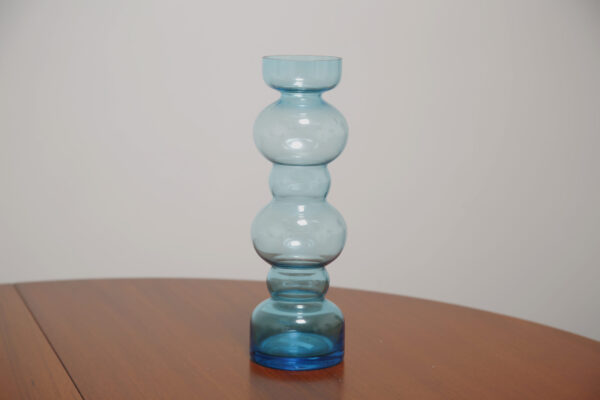 Vintage Light Blue Glass Vase "Pompadour", Attrib. to Peill & Putzler, West Germany, 1960s.
