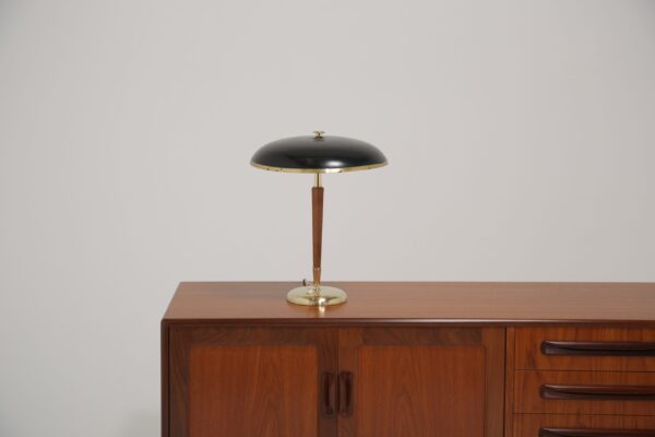 Borens Borås Model 8453: Swedish Mid-Century Table Lamp in Brass, Teak, and Lacquered Metal, 1940s/50s