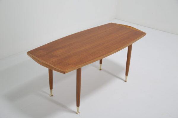 Vintage Swedish Teak, Oak and Brass Coffee Table, 1950s.