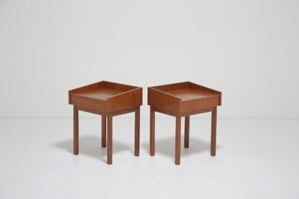 Pair of Swedish Modernist Bedside Tables in Figured Teak, Sweden, 1960s