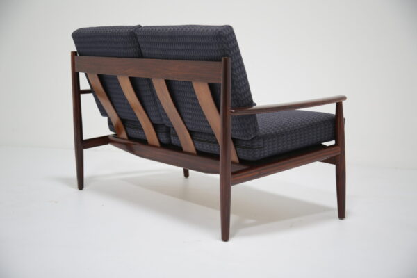 Grete Jalk Attributed Danish Sofa: Iconic Two-Seater in Figured Brazilian Rosewood, Denmark, 1960s