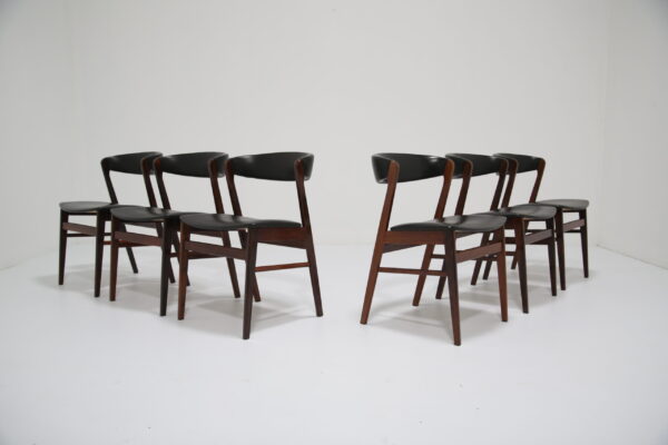 Vintage Set of 6 Danish Rosewood Dining Chairs by Sax, 1960s.