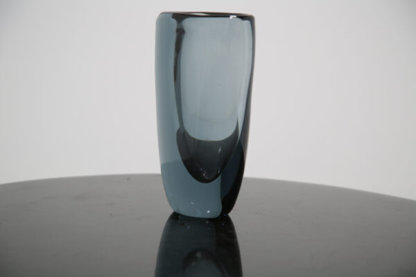 Vintage Smoked Blue Tint Glass Vase by Vicke Lindstrand for Kosta, Sweden, 1960s
