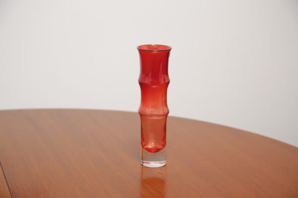 Vintage Red “Bamboo” Glass Vase by Bo Borgstrom for Aseda Glasbruk, 1960s
