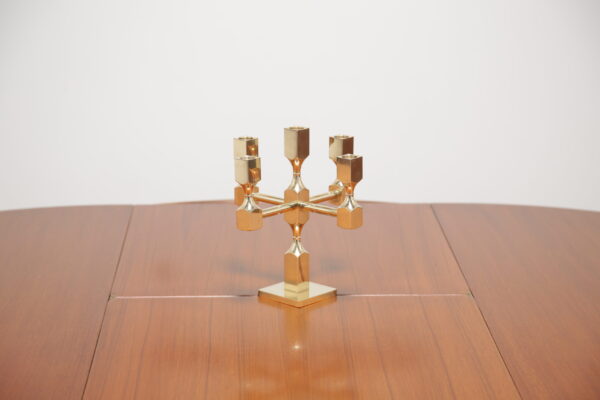 Architectural Swedish Brass Candelabra by Lars Bergsten for Gusum, 1970s
