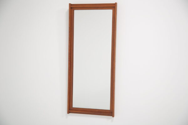 Vintage Swedish Profiled Teak Mirror, 1960s.