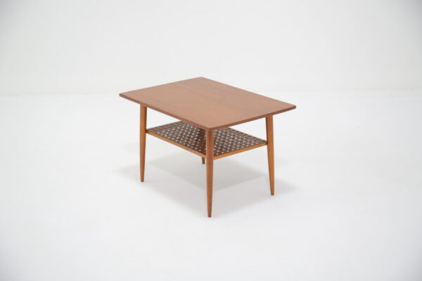 Alberts Tibro Coffee Table: Swedish Mid-Century Teak & Woven Rattan Magazine Table, Sweden, 1950s