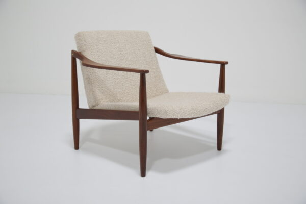 Vintage Teak and Bouclé Lounge Chair by Hartmut Lohmeyer, 1950s.