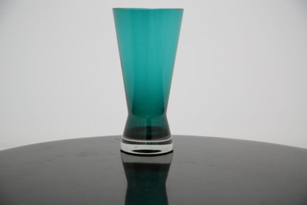 Vintage Teal and Green Glass Vase by Tamara Aladin for Riihimäen Lasi Oy, Finland, 1960s.