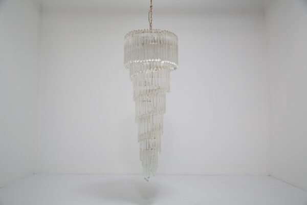 Vintage Italian Waterfall Murano Glass Chandelier, 1970s.
