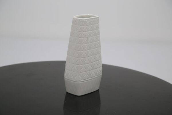 Vintage Tall White Ceramic "Domino" Vase by Gunnar Nylund, Sweden, 1960s.