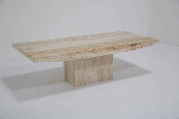 Vintage White Travertine Coffee Table, Willy Rizzo Style, Italy, 1970s.