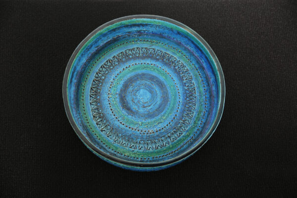 Vintage Large Rimini Blue Ceramic Bowl by Aldo Londi for Bitossi, 1960s